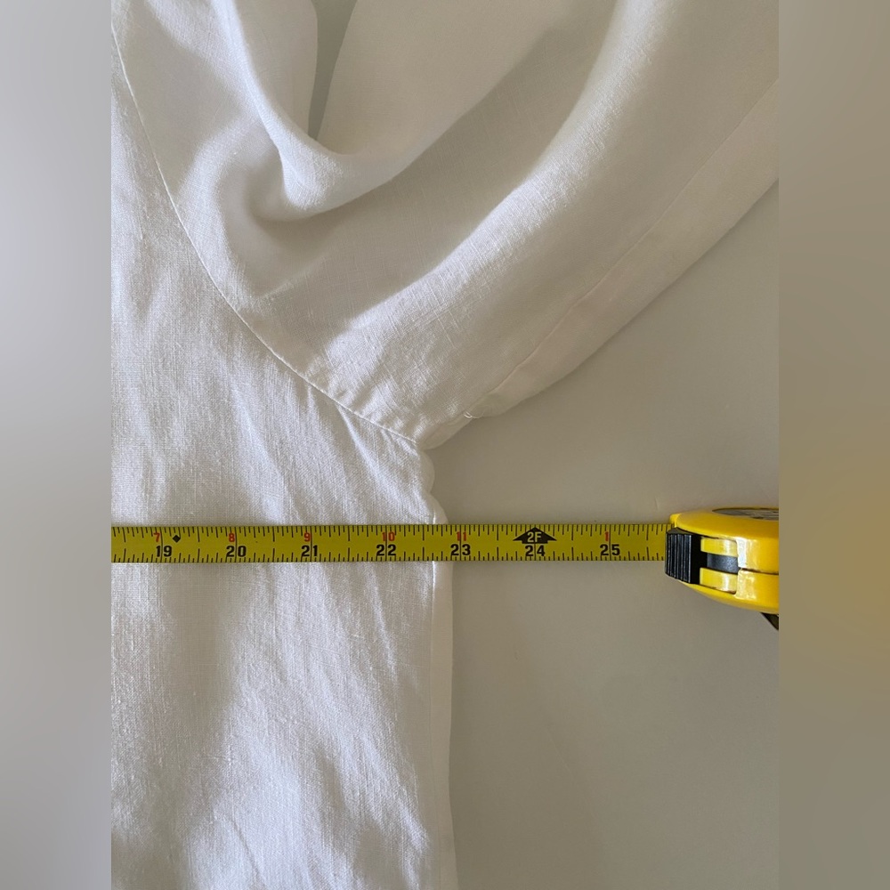 Eileen Fisher Linen Pullover Long Sleeve Top Blouse Split Neck Line Size M White - Picture 8 of 9